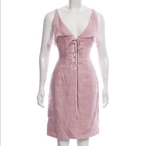 Vintage Valentino Lace Up Linen Dress - Pink